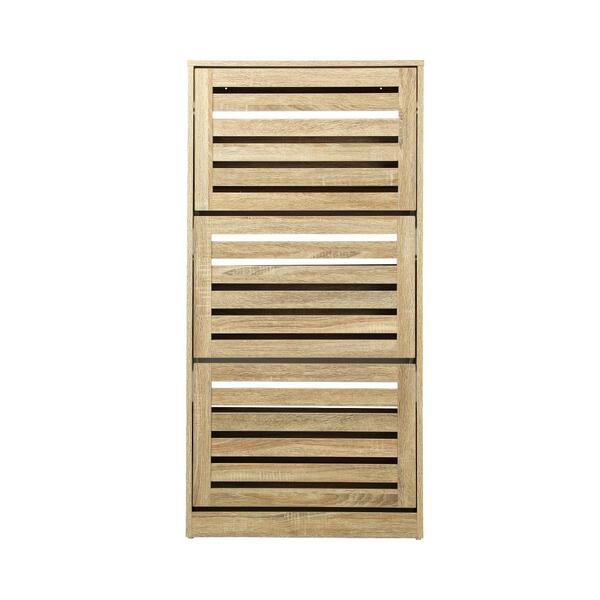Shoes Rack Shoe Storage Cabinet Organiser Shelf 3 Doors 45 Pairs White/Wooden