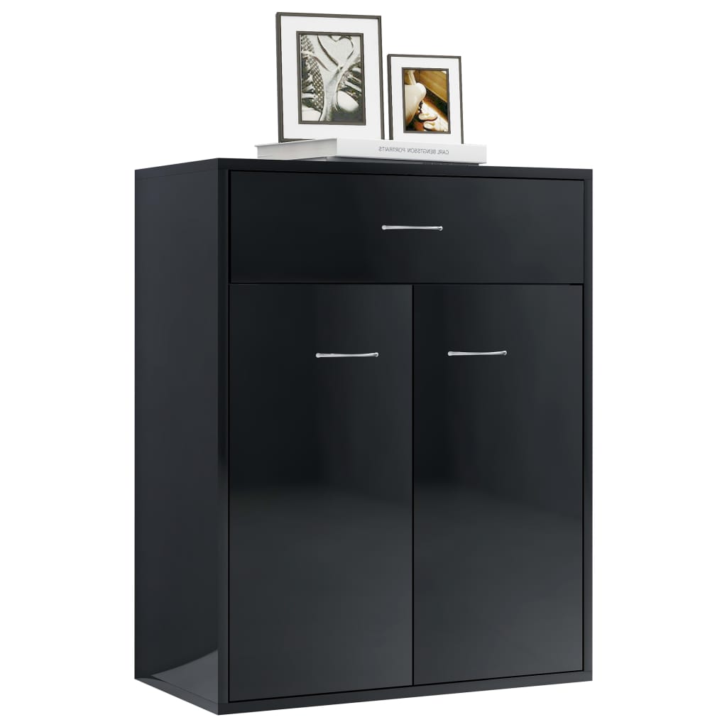 Sideboard High Gloss Black 60x30x75 cm Chipboard