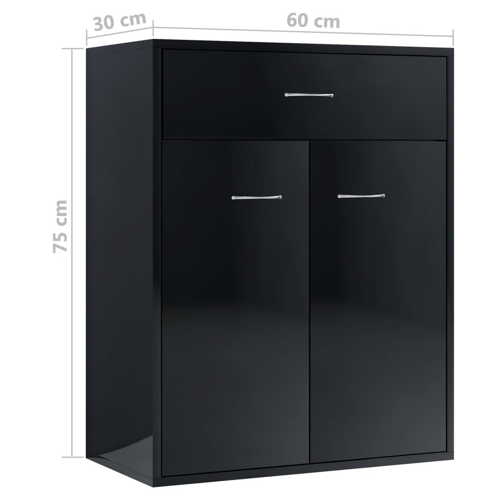 Sideboard High Gloss Black 60x30x75 cm Chipboard