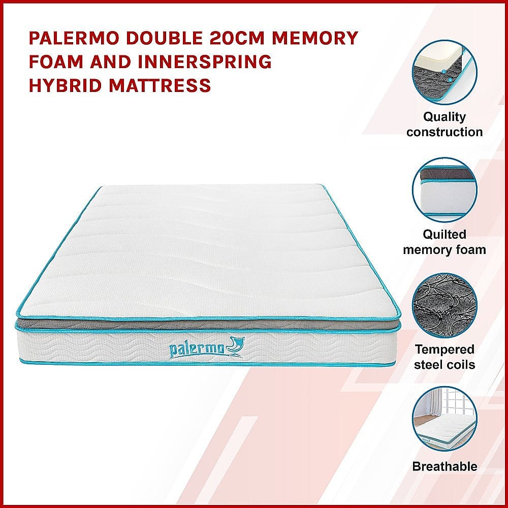 Simple Deals Double 20cm Memory Foam and Innerspring Hybrid Mattress