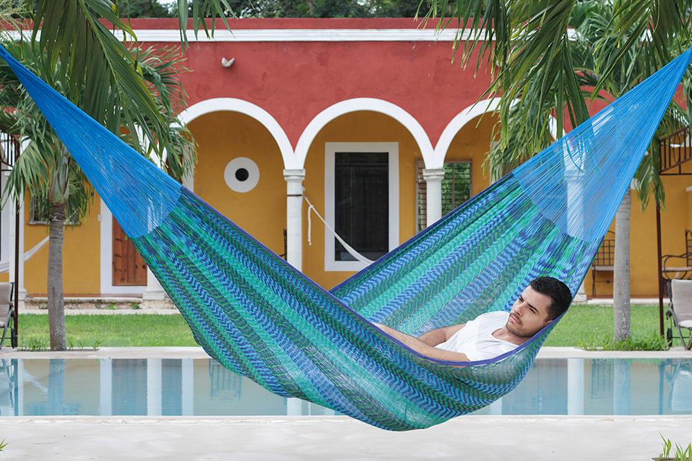 Hammocks Single Size Cotton Mexican Hammock in Caribe Colour