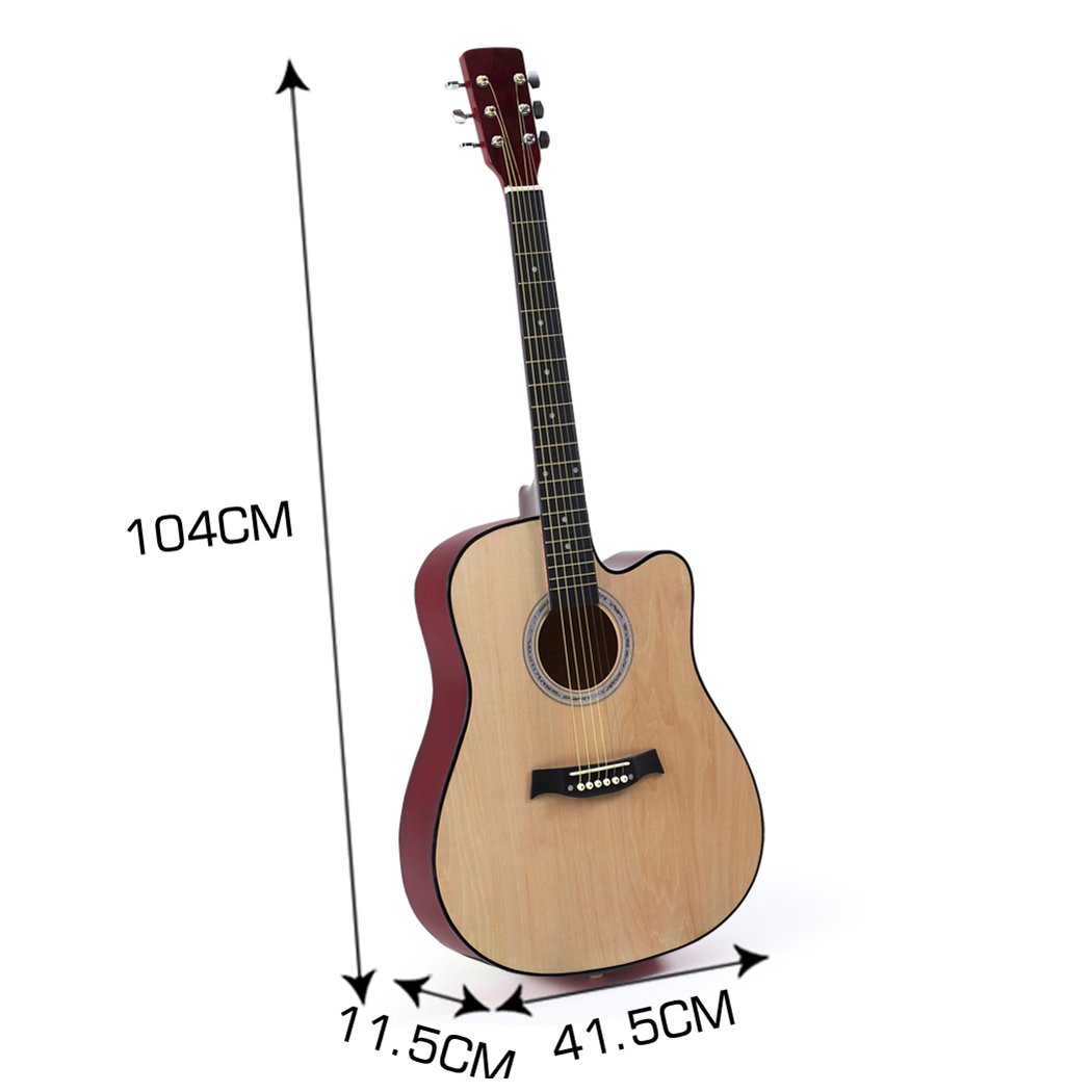 Entertainment & Elec Sleek lacquer finish 41 Inch Wooden Folk Acoustic Guitar- Nature