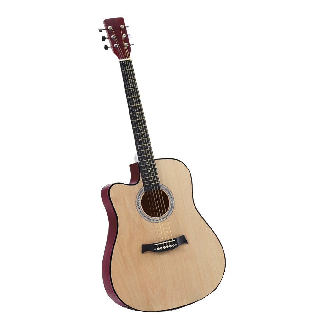 Entertainment & Elec Sleek lacquer finish 41 Inch Wooden Folk Acoustic Guitar- Nature