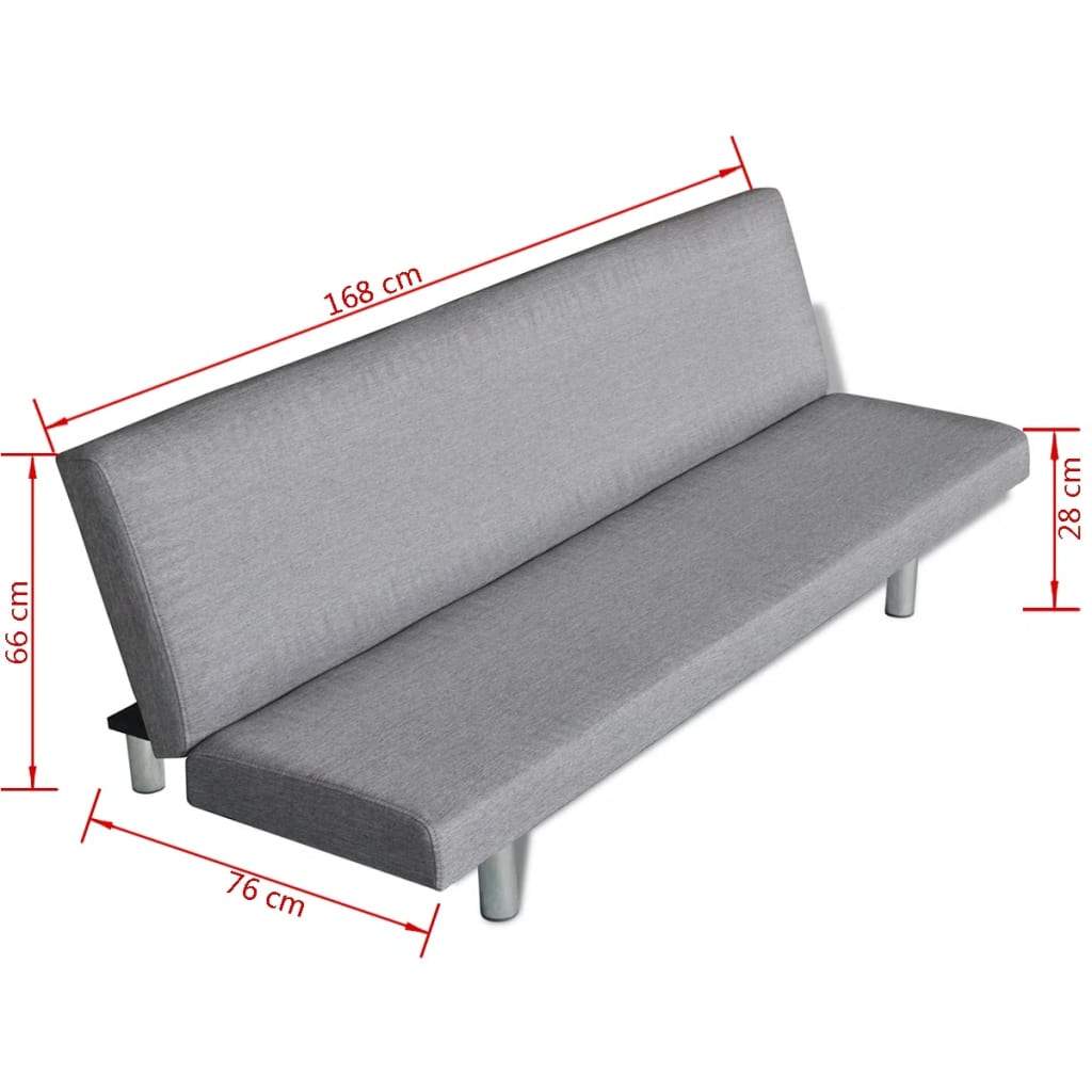 vidaxl45- Sofa Bed Light Grey Polyester