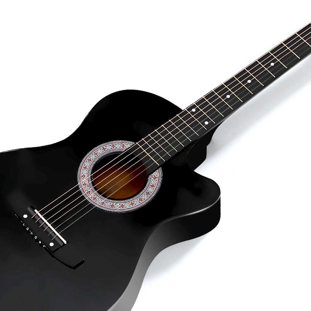 Entertainment & Elec Solid Eco-Rosewood 38 Inch Wooden Folk Acoustic Guitar-Black