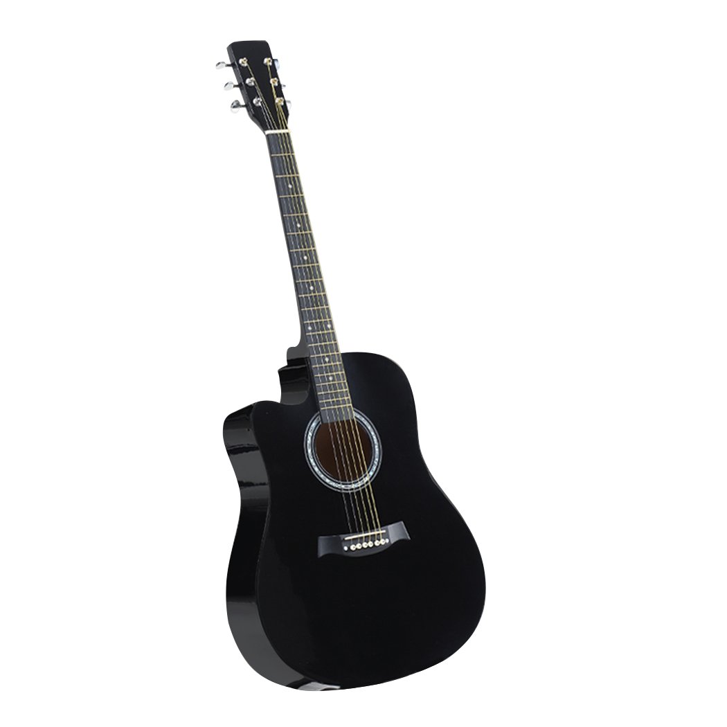 Entertainment & Elec Solid Eco-Rosewood 38 Inch Wooden Folk Acoustic Guitar-Black