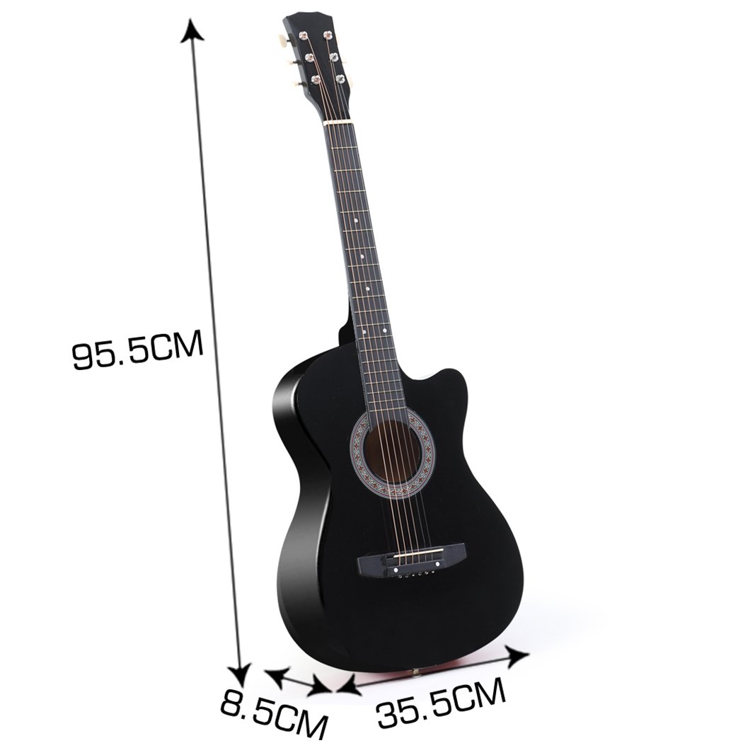 Entertainment & Elec Solid Eco-Rosewood 38 Inch Wooden Folk Acoustic Guitar-Black