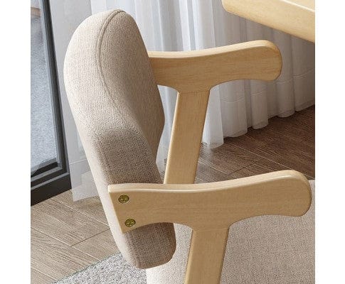 Solid Timber Z Shape Dining Chair (Set of 2)/Pinewood/Cotton and Linen