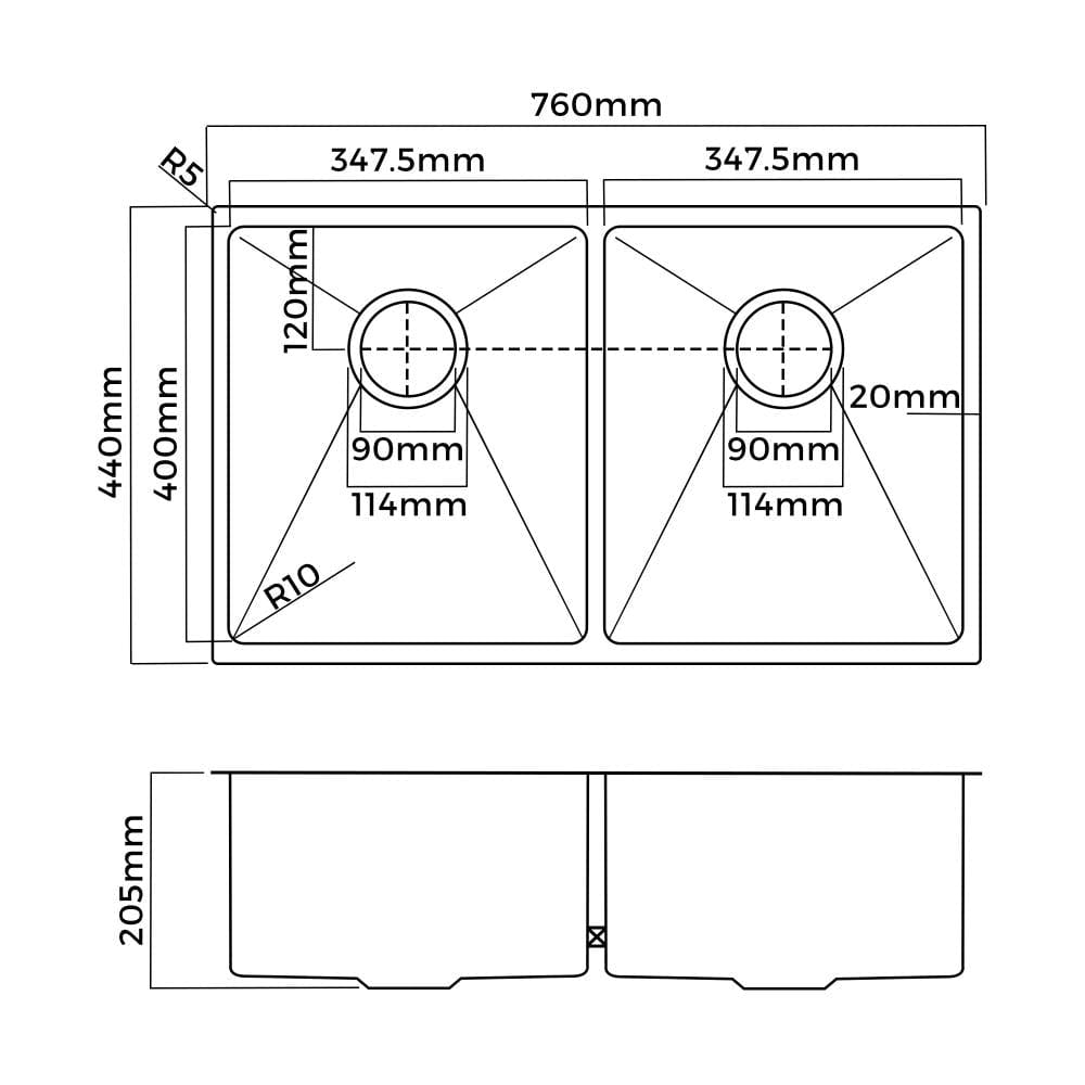 Stainless Steel Kitchen Sink Laundry Bathroom Under/Top Mount Double Bowls