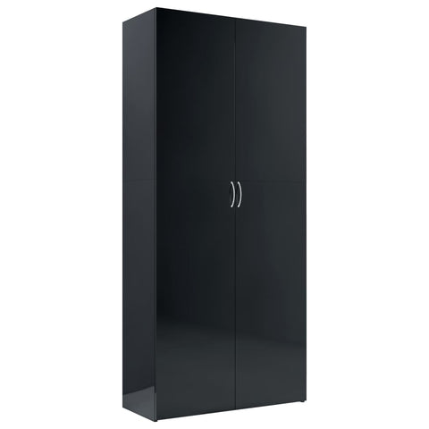 Storage Cabinet High Gloss Black 80x35.5x180 cm Chipboard