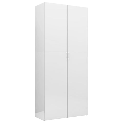 Storage Cabinet High Gloss White 80x35.5x180 cm Chipboard