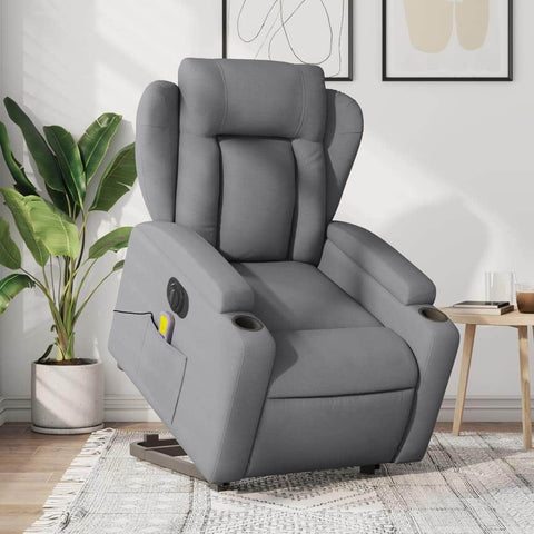 Stylish Electric Stand up Massage Recliner Chair Dark Grey Fabric