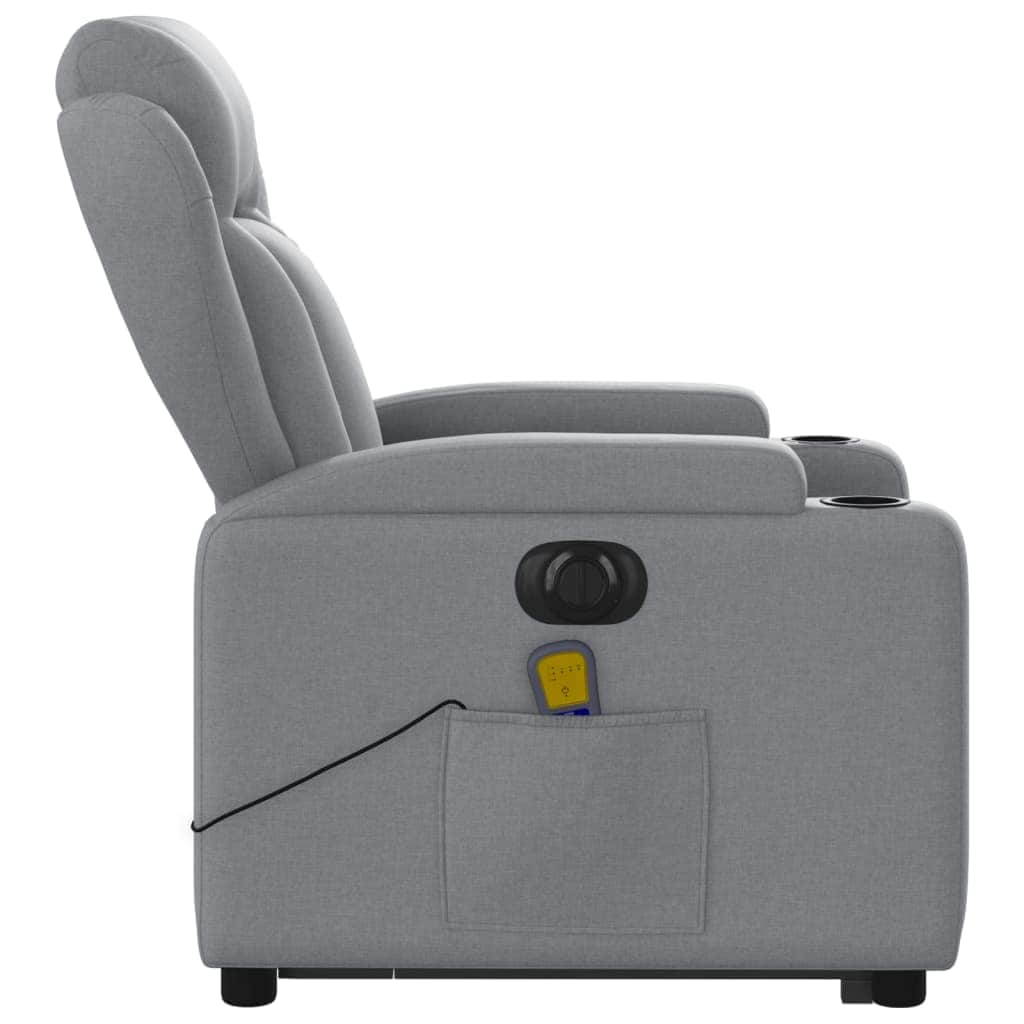 Stylish Electric Stand up Massage Recliner Chair Dark Grey Fabric