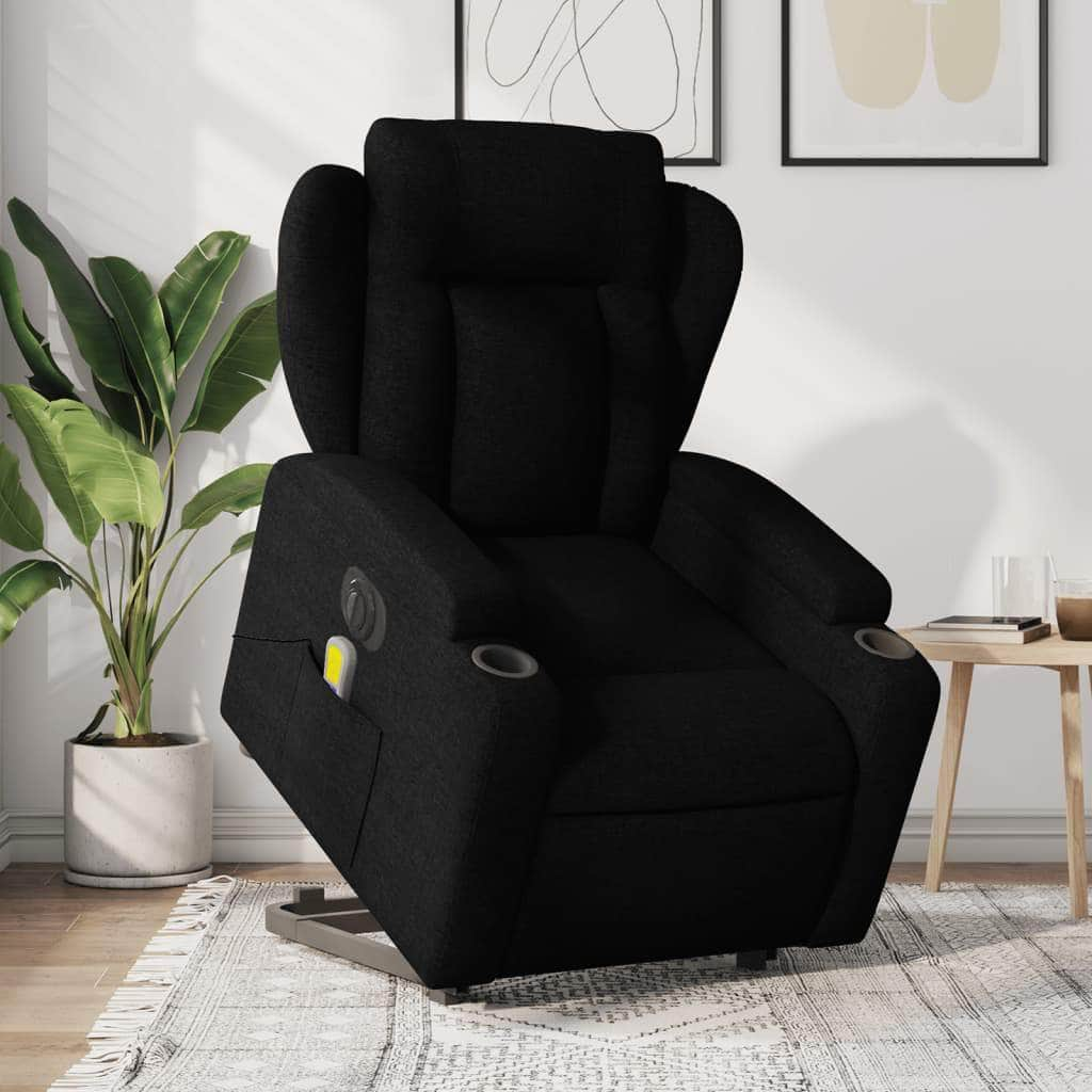 Stylish Electric Stand up Massage Recliner Chair Dark Grey Fabric