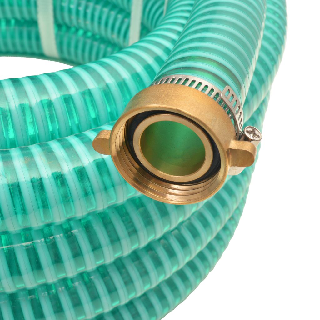 Suction Hose with Brass Connectors 15 m 25 mm Green