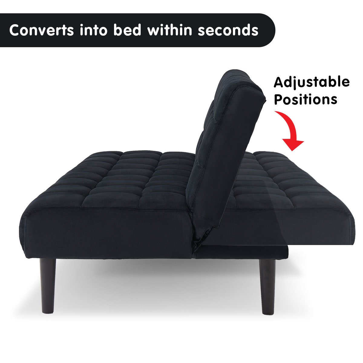 indoor furniture Suede Fabric Sofa Bed Furniture Lounge Seat Black