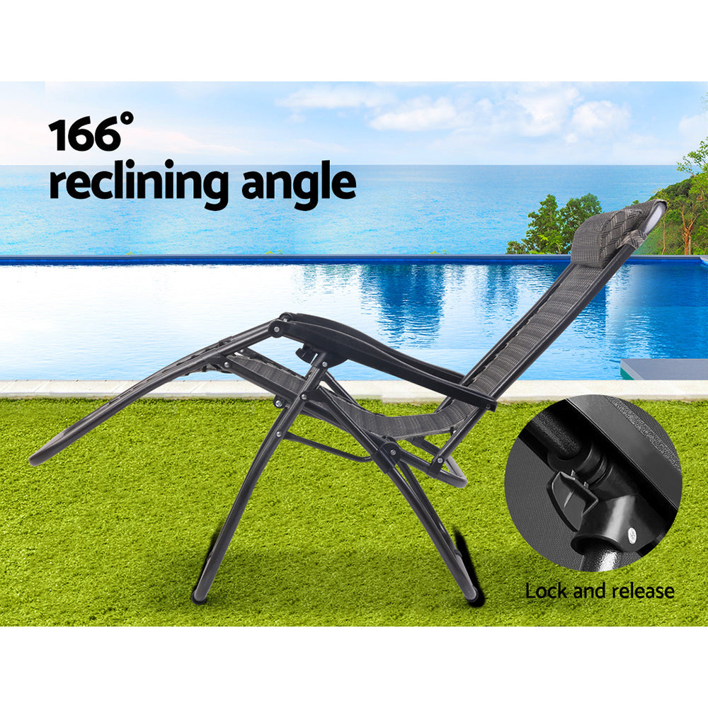 Sun Lounge Zero Gravity Chair Table Outdoor Folding Recliner Reclining