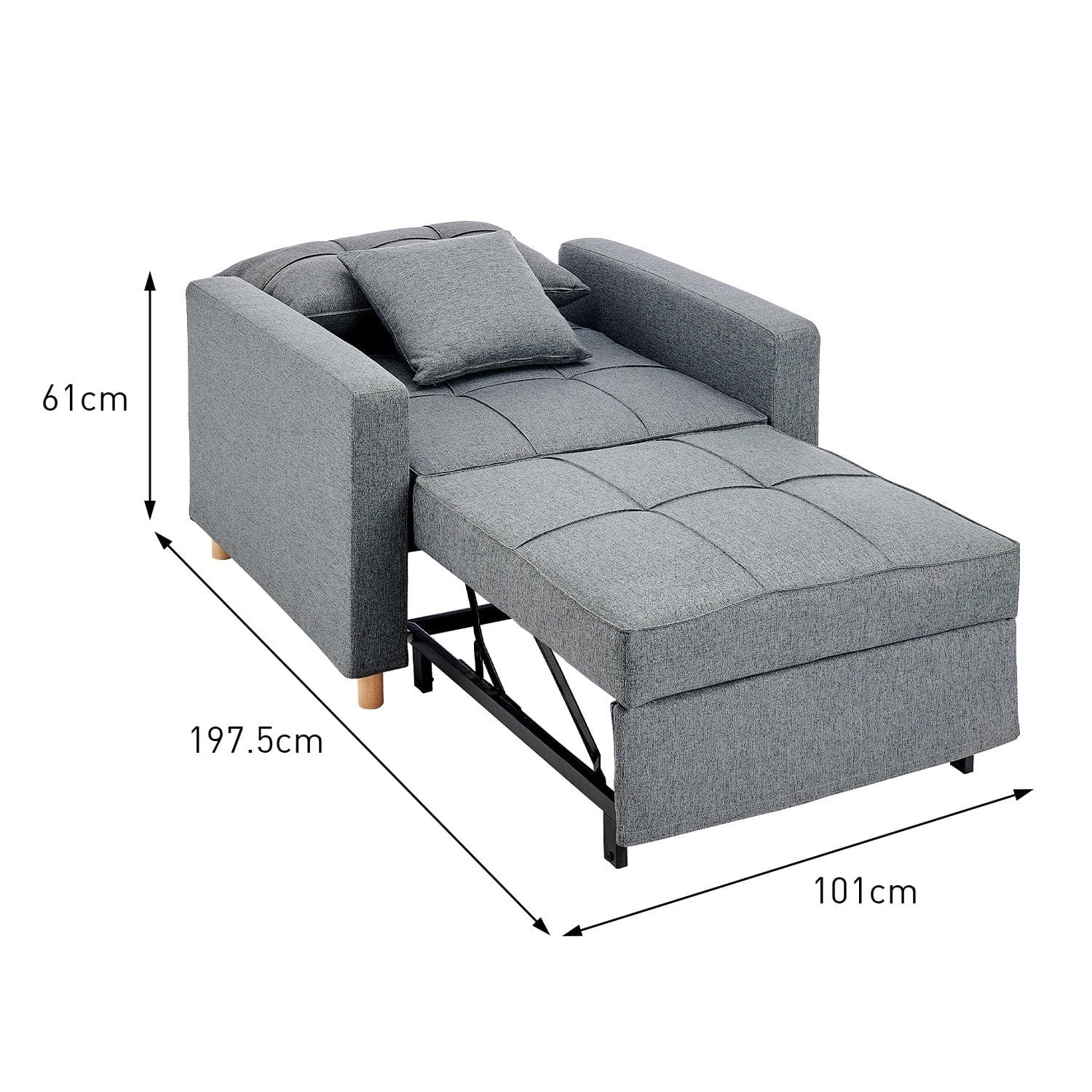 Suri 3-in-1 Convertible Sofa Chair Bed by - Grey