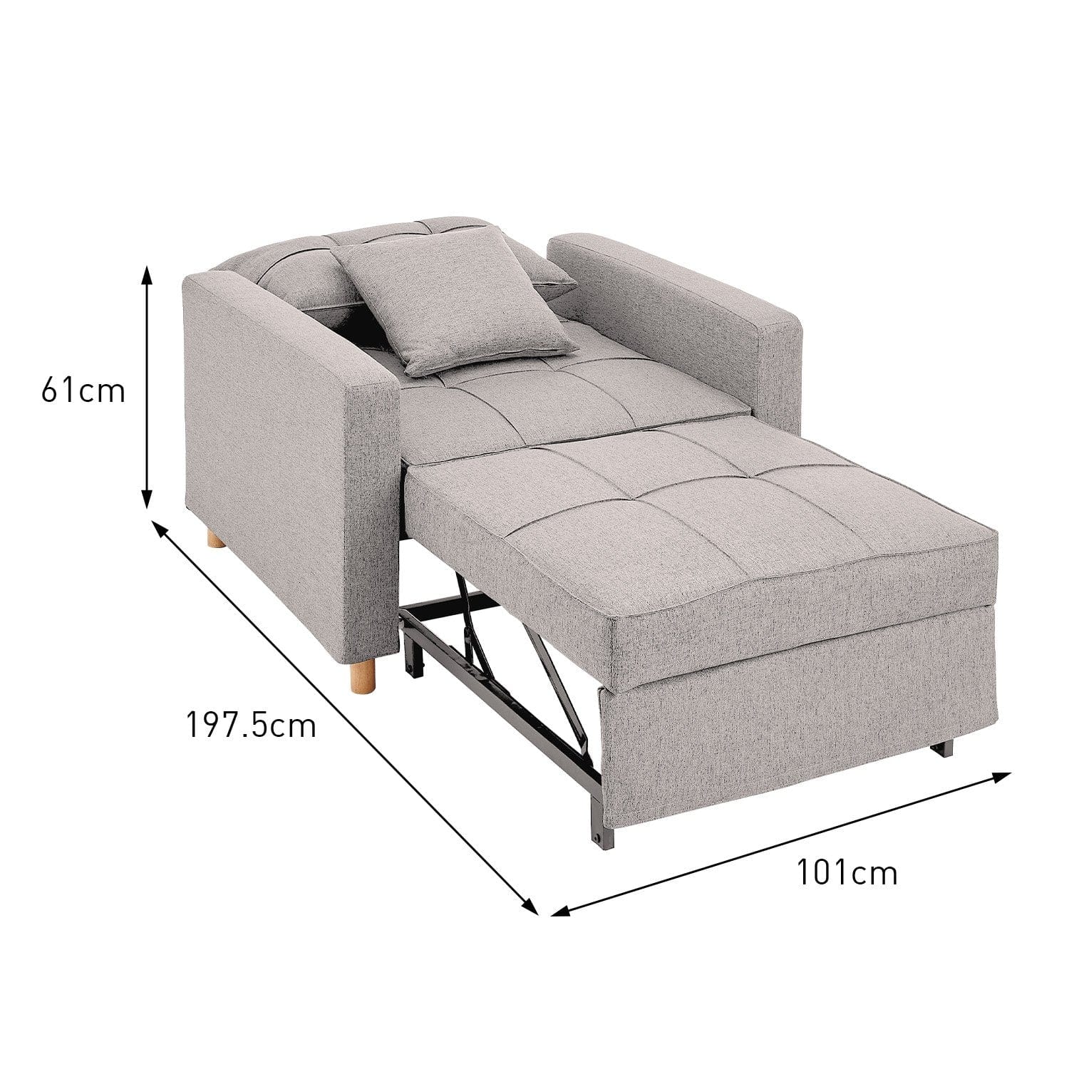 Suri 3-in-1 Convertible Sofa Chair Bed by - Khaki