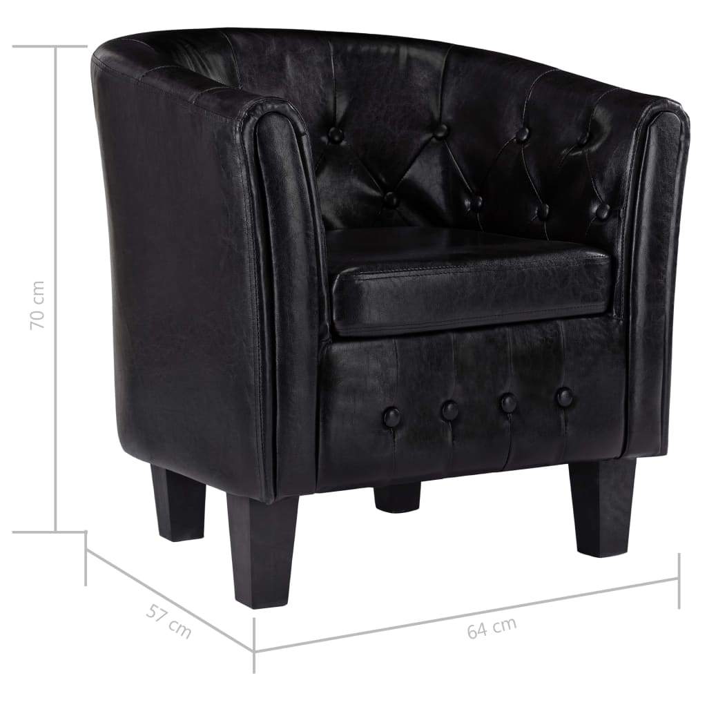 Tub Chair Black Faux Leather