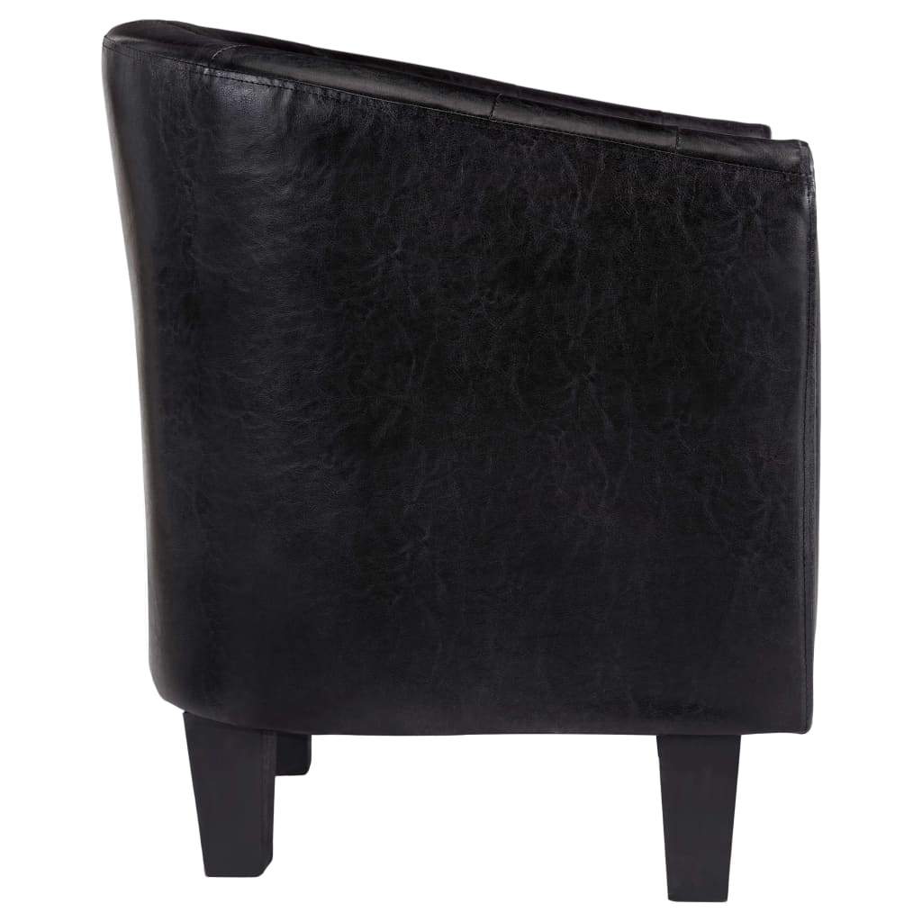 Tub Chair Black Faux Leather