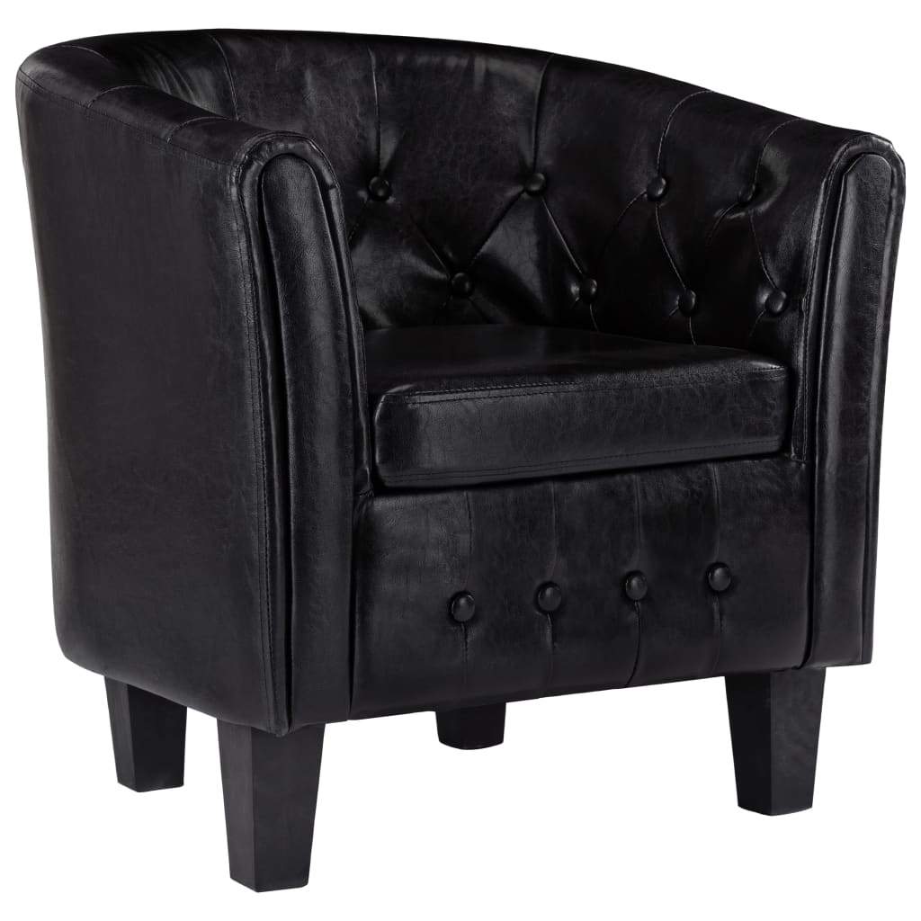 Tub Chair Black Faux Leather