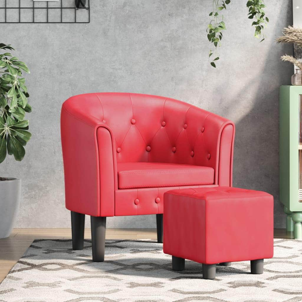 Tub Chair Brown/Black/White/Red Colour Faux Leather