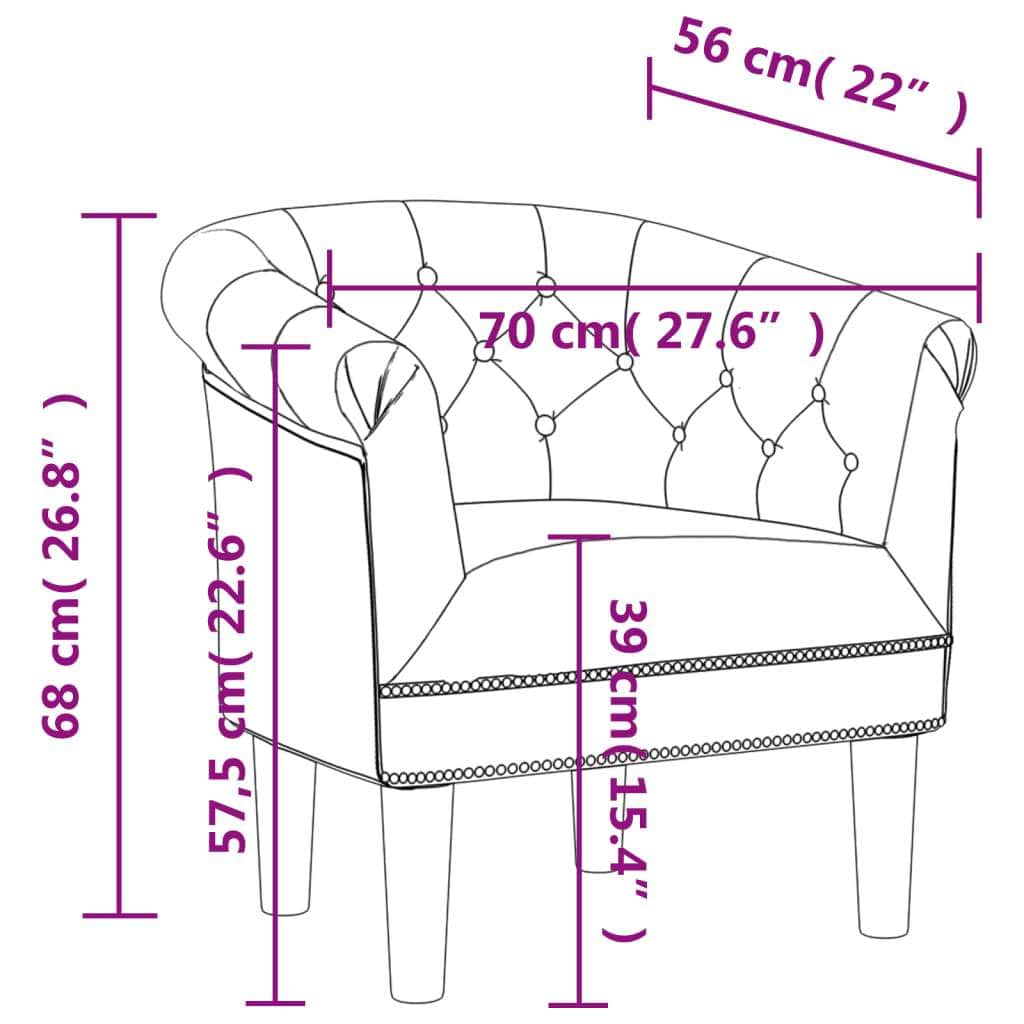 Tub Chair Silver/Brown/White Faux Leather