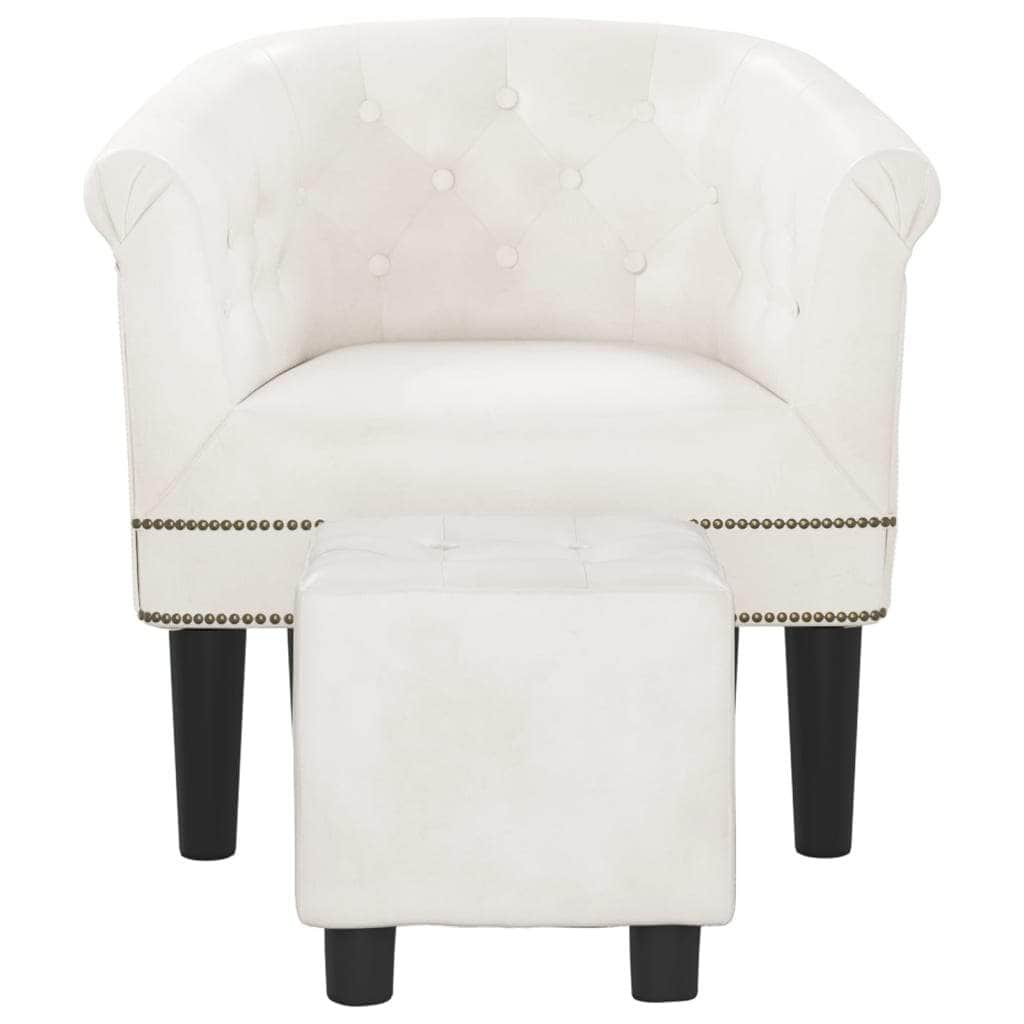 Tub Chair Silver/Brown/White Faux Leather