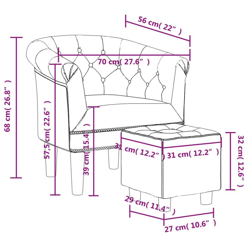 Tub Chair Silver/Brown/White Faux Leather