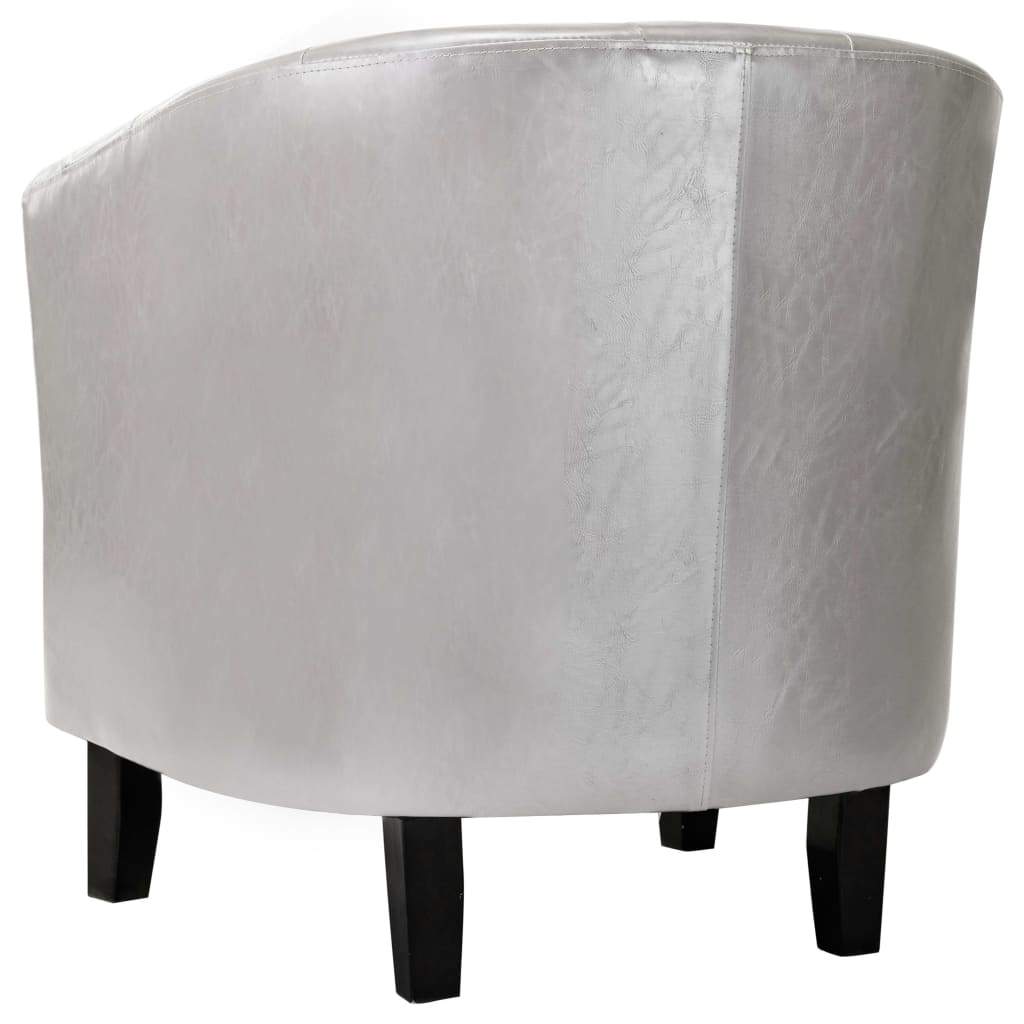 Tub Chair Silver Faux Leather