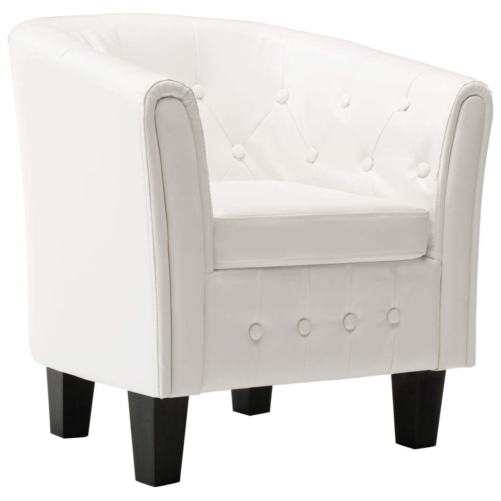 Tub Chair White Faux Leather