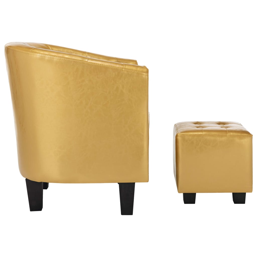 Tub Chair with Footstool Shiny Gold