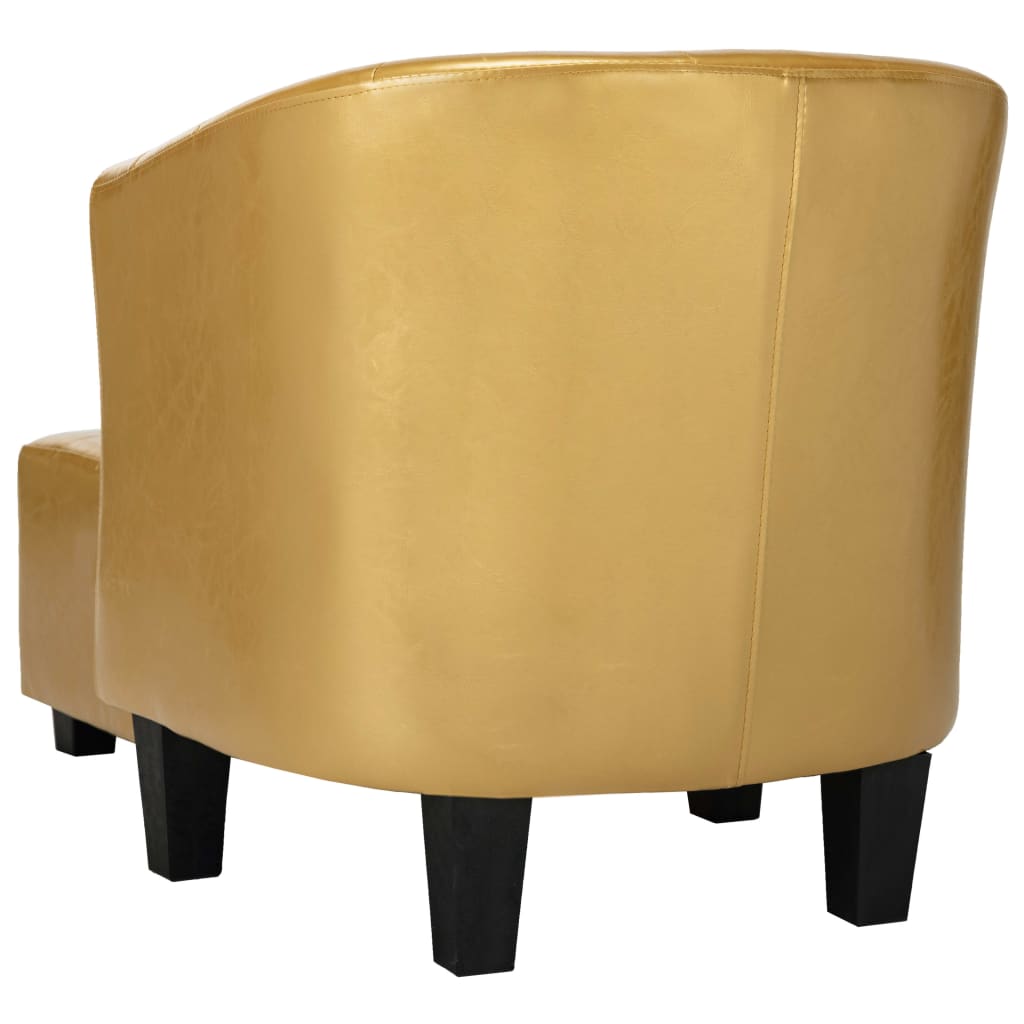 Tub Chair with Footstool Shiny Gold