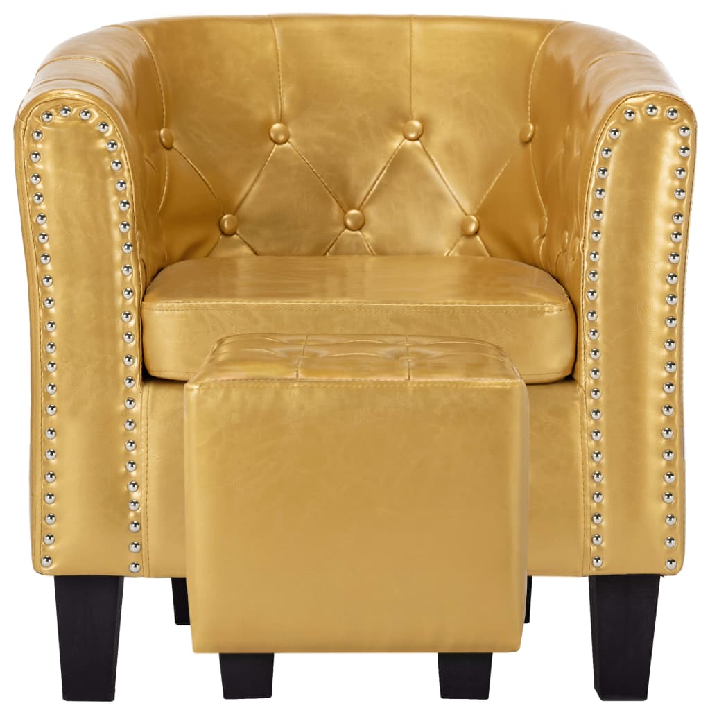 Tub Chair with Footstool Shiny Gold