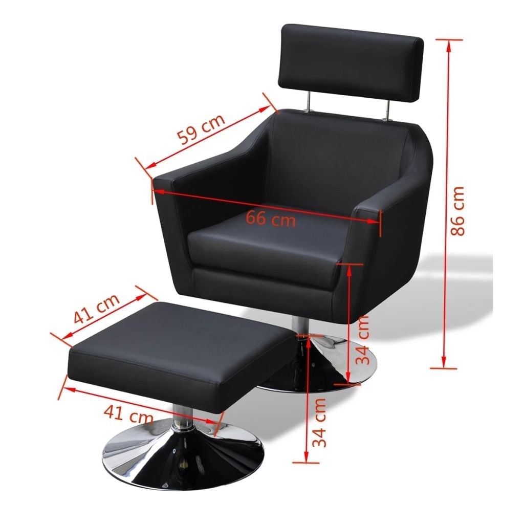 TV Armchair Black Leather