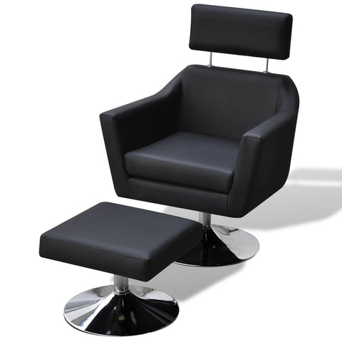 TV Armchair Black Leather