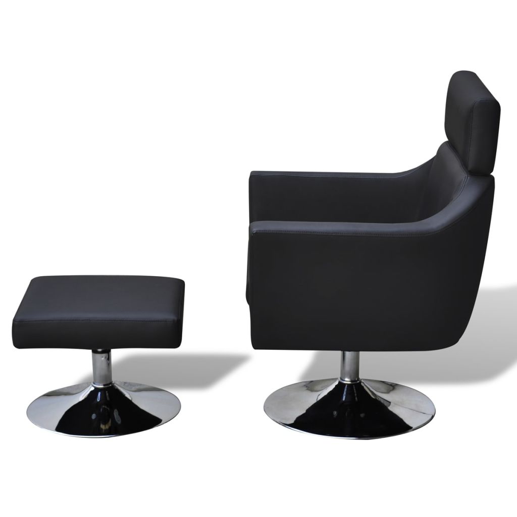 TV Armchair Black Leather