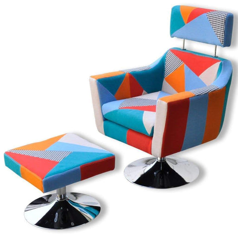 vidaxl50- TV Armchair with Patchwork Design Fabric