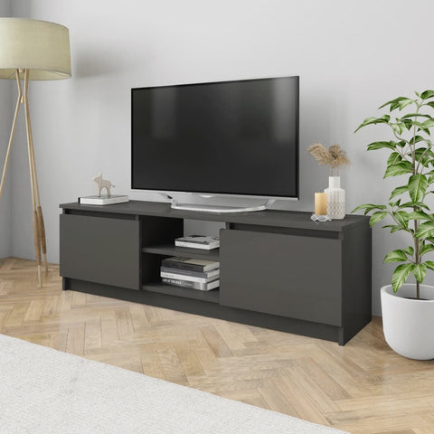 TV Cabinet High Gloss Grey 120x30x35.5 cm Chipboard