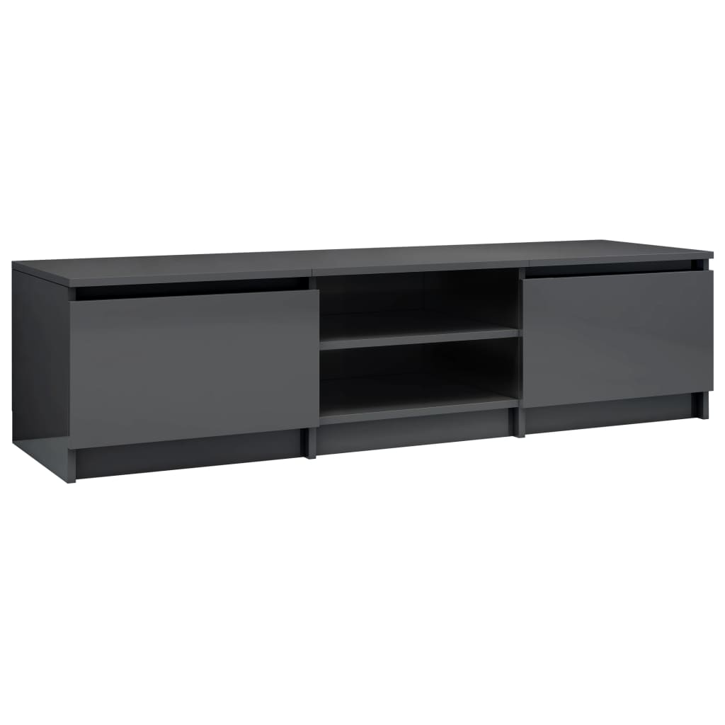 TV Cabinet High Gloss Grey 140x40x35.5 cm Chipboard