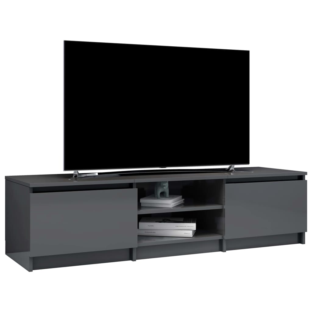 TV Cabinet High Gloss Grey 140x40x35.5 cm Chipboard