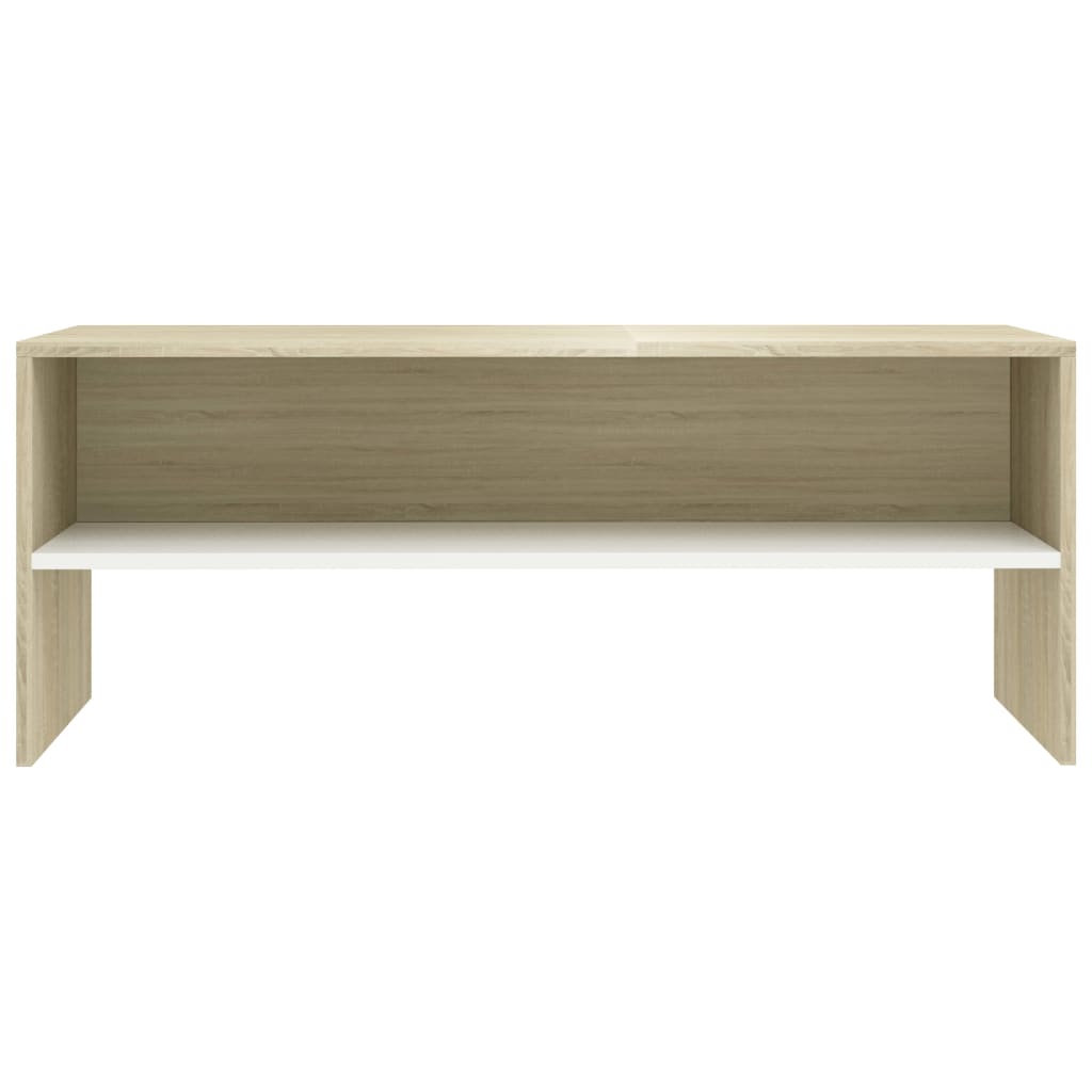 TV Cabinet White and Sonoma Oak 100x40x40 cm Chipboard