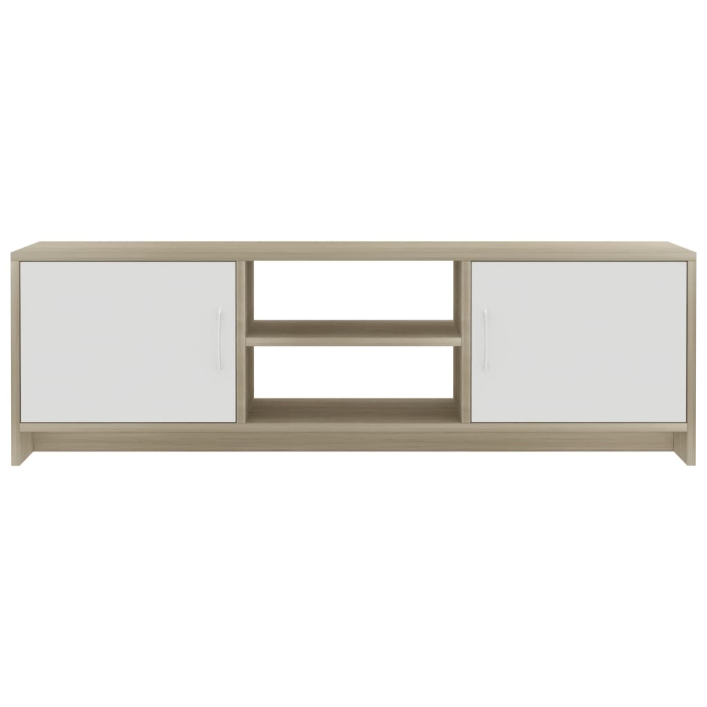 TV Cabinet White and Sonoma Oak 120x30x37,5 cm Chipboard