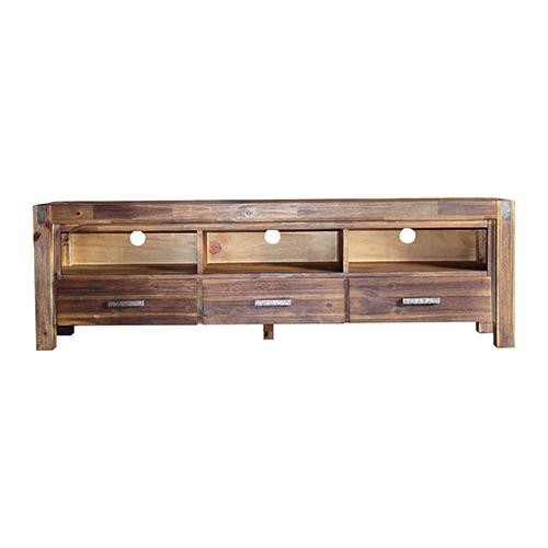 Furniture > Living Room TV Cabinet with 3 Storage Drawers Solid Acacia Entertainment Unit - Chocolate