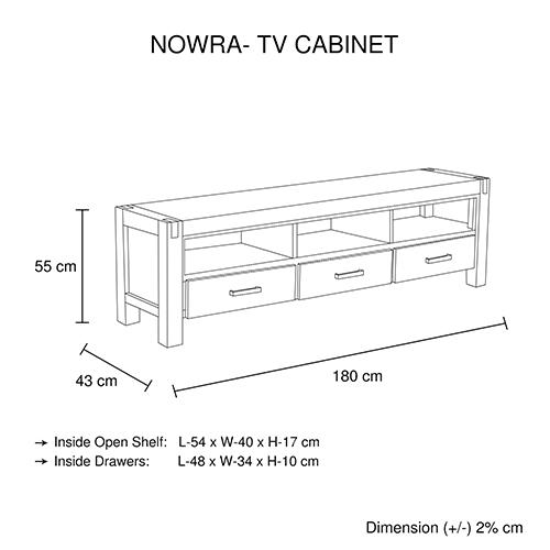 Furniture > Living Room TV Cabinet with 3 Storage Drawers Solid Acacia Entertainment Unit - Chocolate