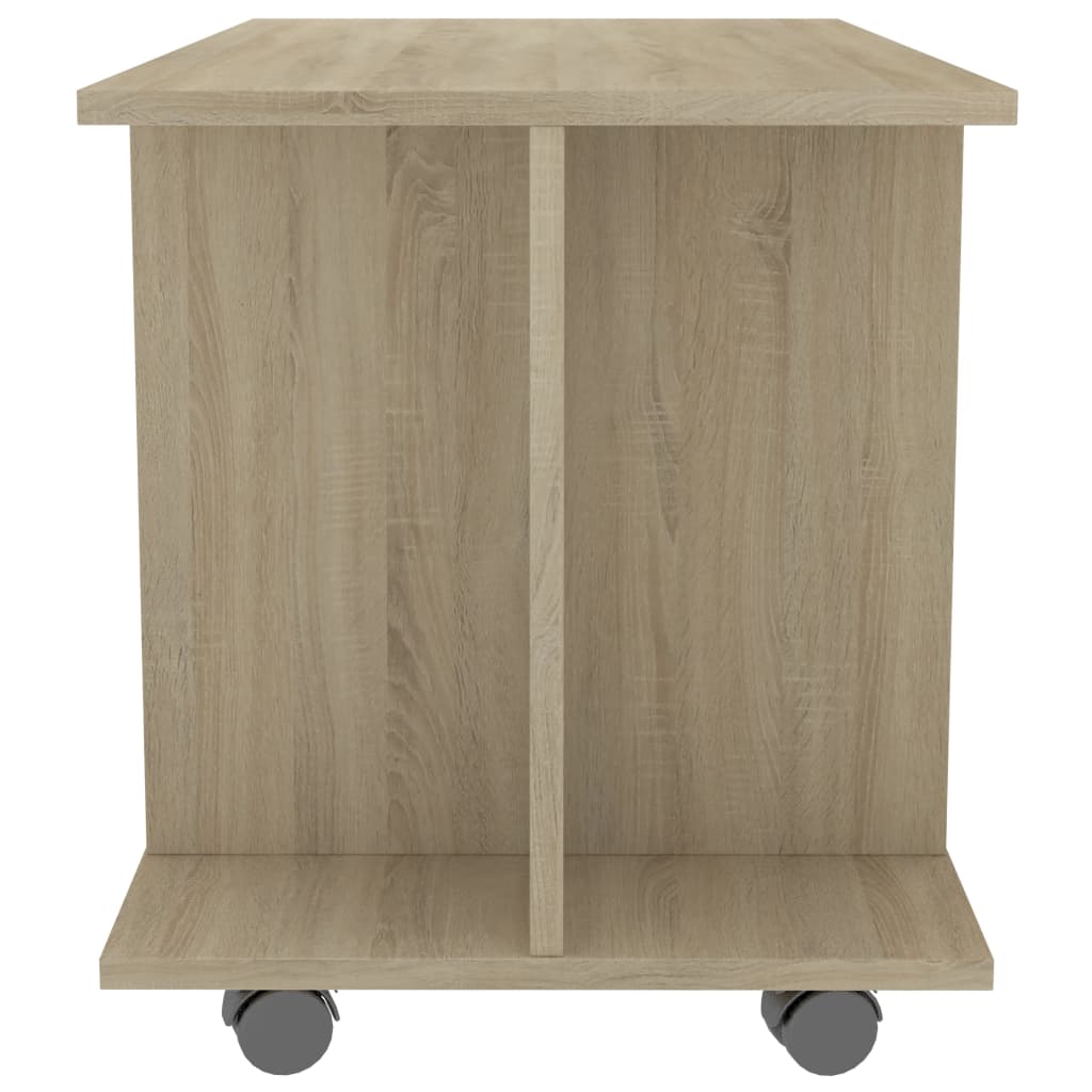 TV Cabinet with Castors White and Sonoma Oak 80x40x40 cm Chipboard