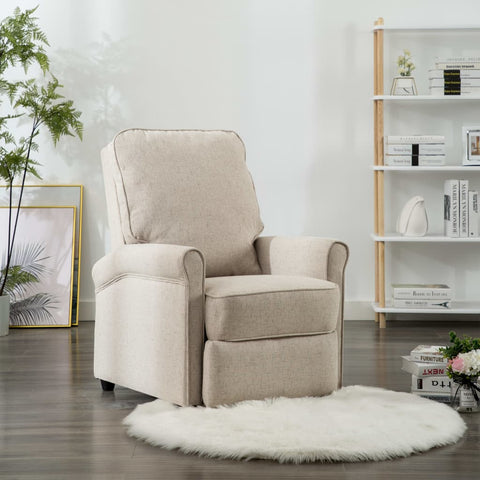 TV Recliner Chair Cream Fabric