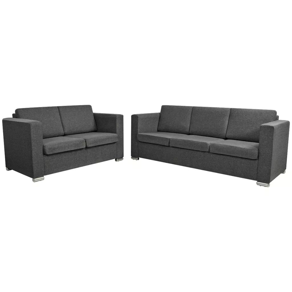 Two Piece Sofa Set Fabric Dark Grey