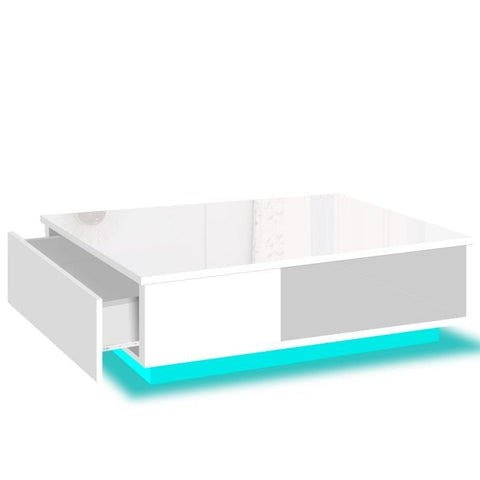 Ultra-stylish High Gloss Storage Drawer LED coffee table White/Black